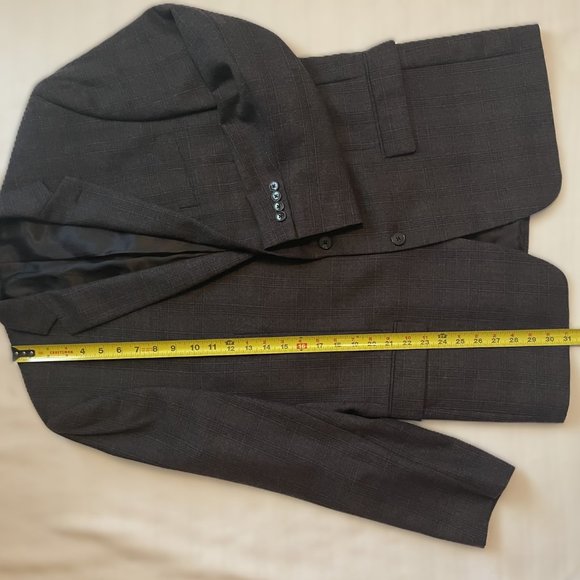 CALVIN KLEIN Mens BLAZER 42R Heather Gray Plaid WOOL Sport Coat 2 BUTTON  0919AT - Picture 8 of 10